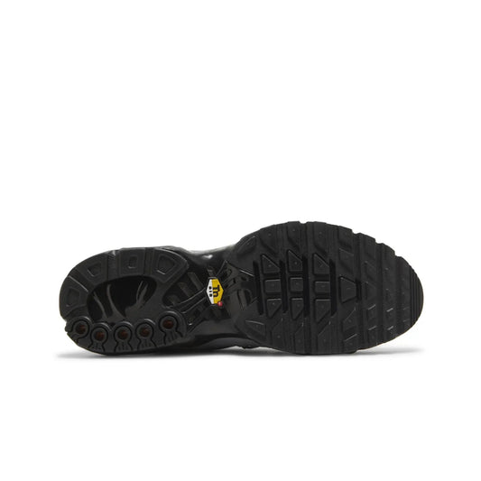 Black shoe sole with a brand logo on a white background