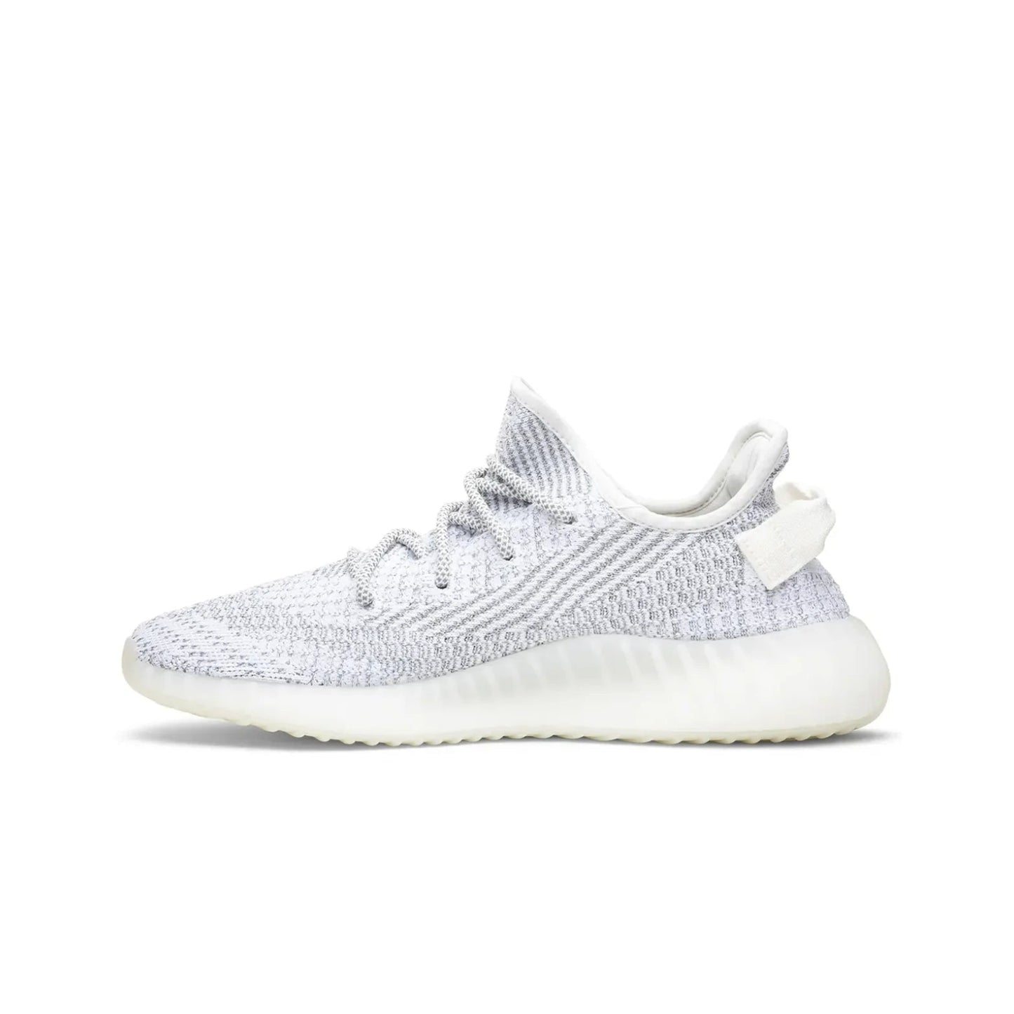 White sneaker with a visible brand logo on a white background