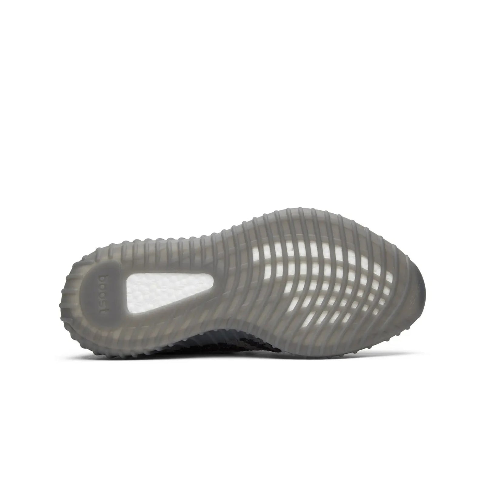 Close-up of a gray Yeezy sole on a white background