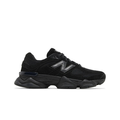 Black sneaker with New Balance logo on a white background