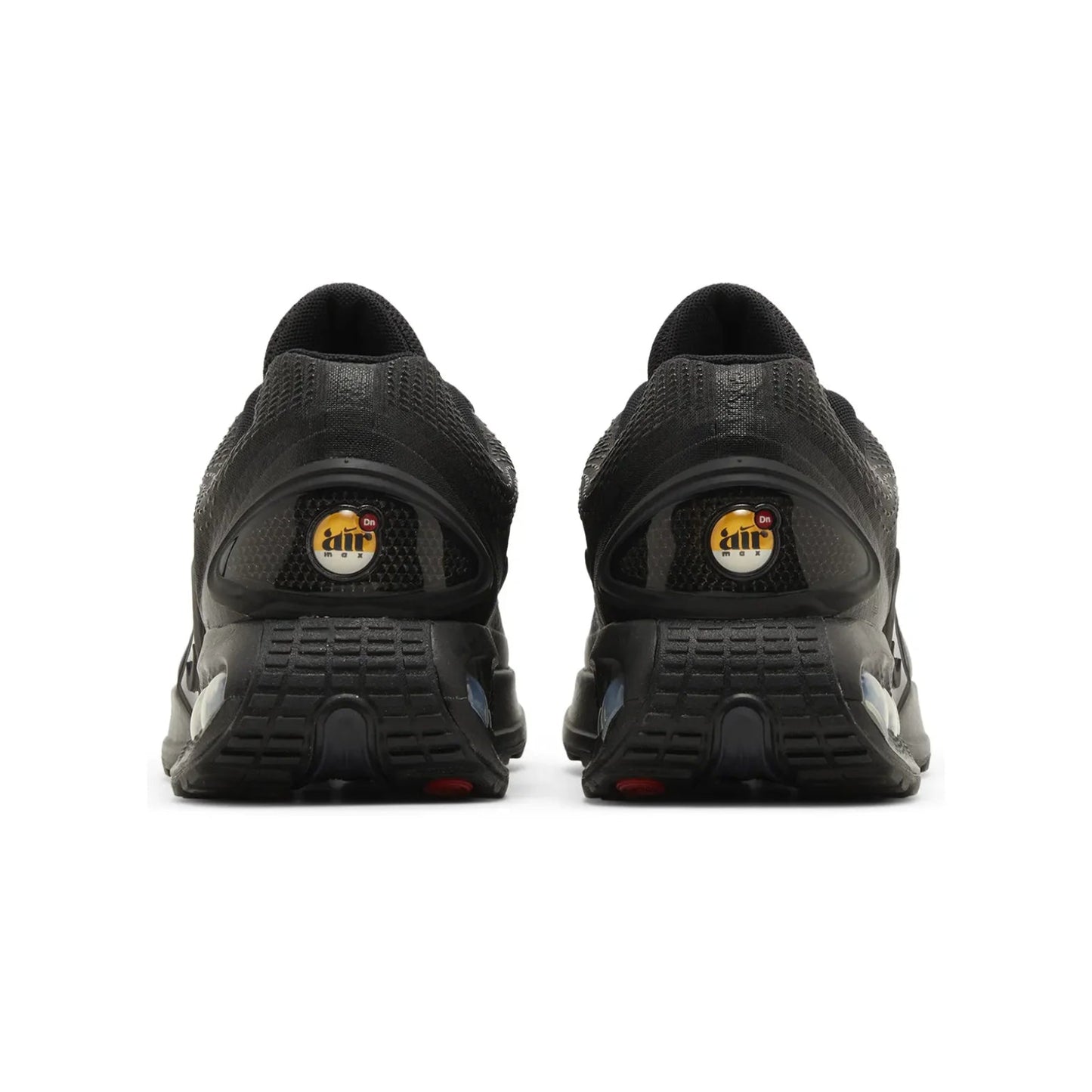 Black athletic shoes with a brand logo on the sole against a white background