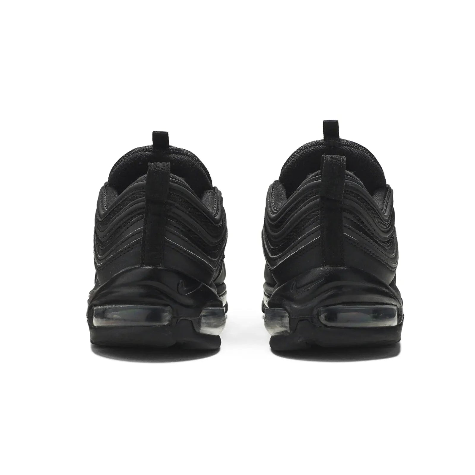 Black sneakers with a white background