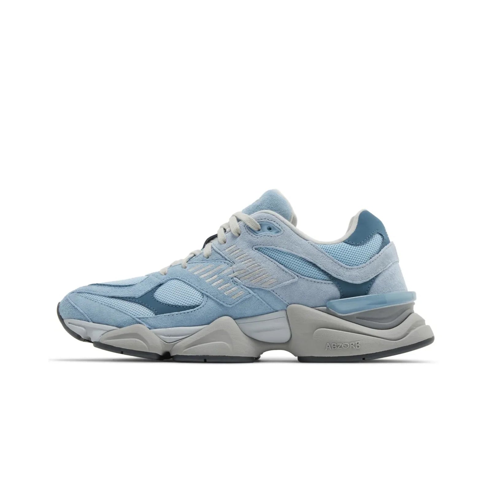 Light blue sneaker with gray sole on a white background