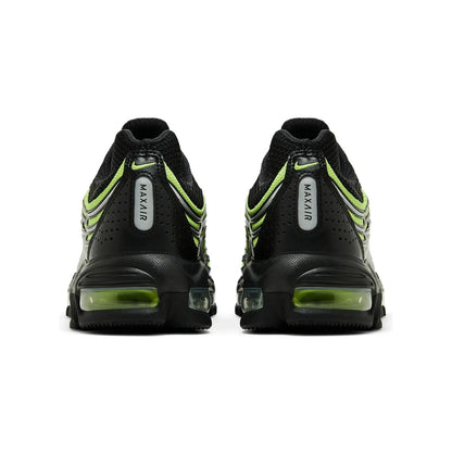 Black and green athletic shoes with 'Max Air' branding on a white background