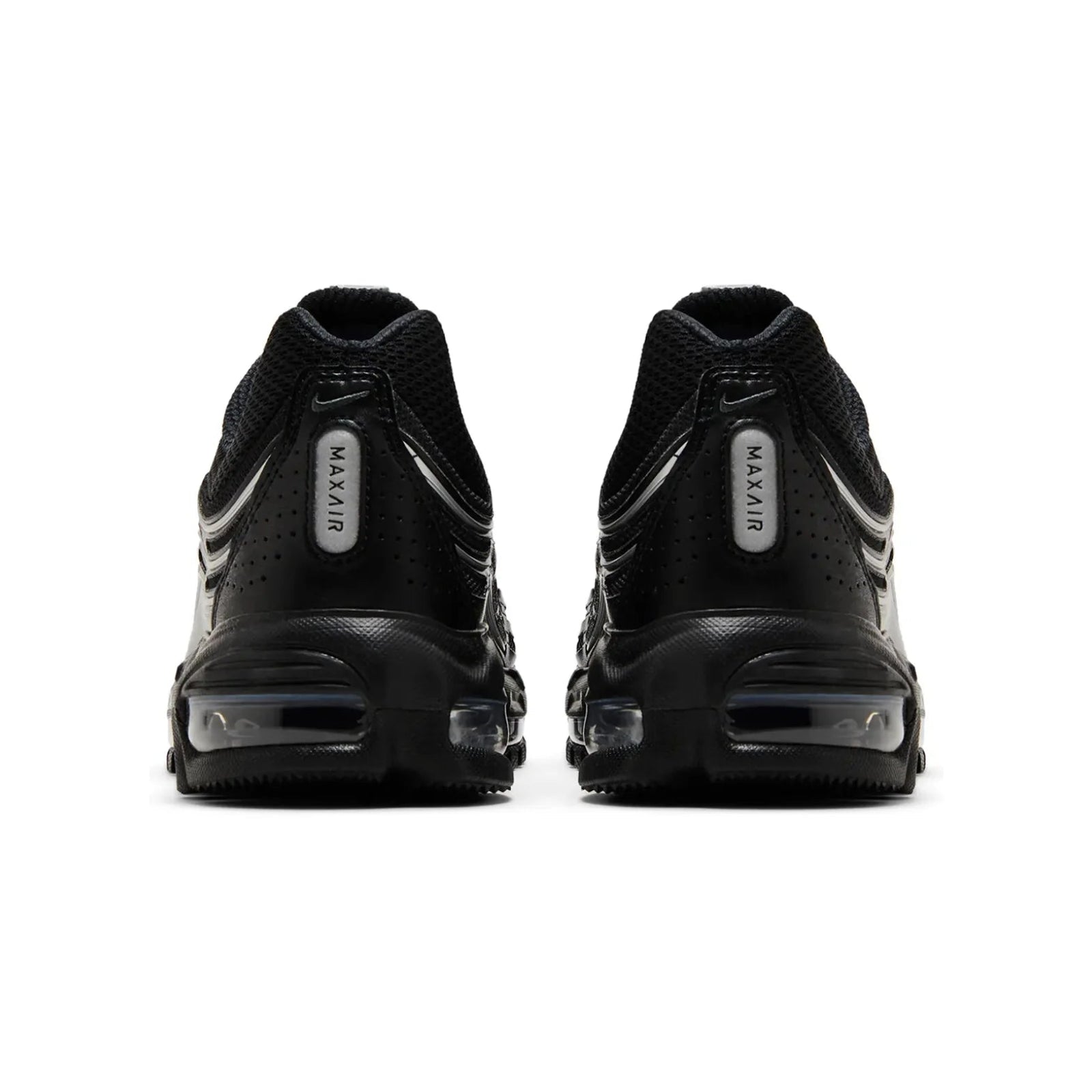 Black sneakers with 'Max Air' label on a white background
