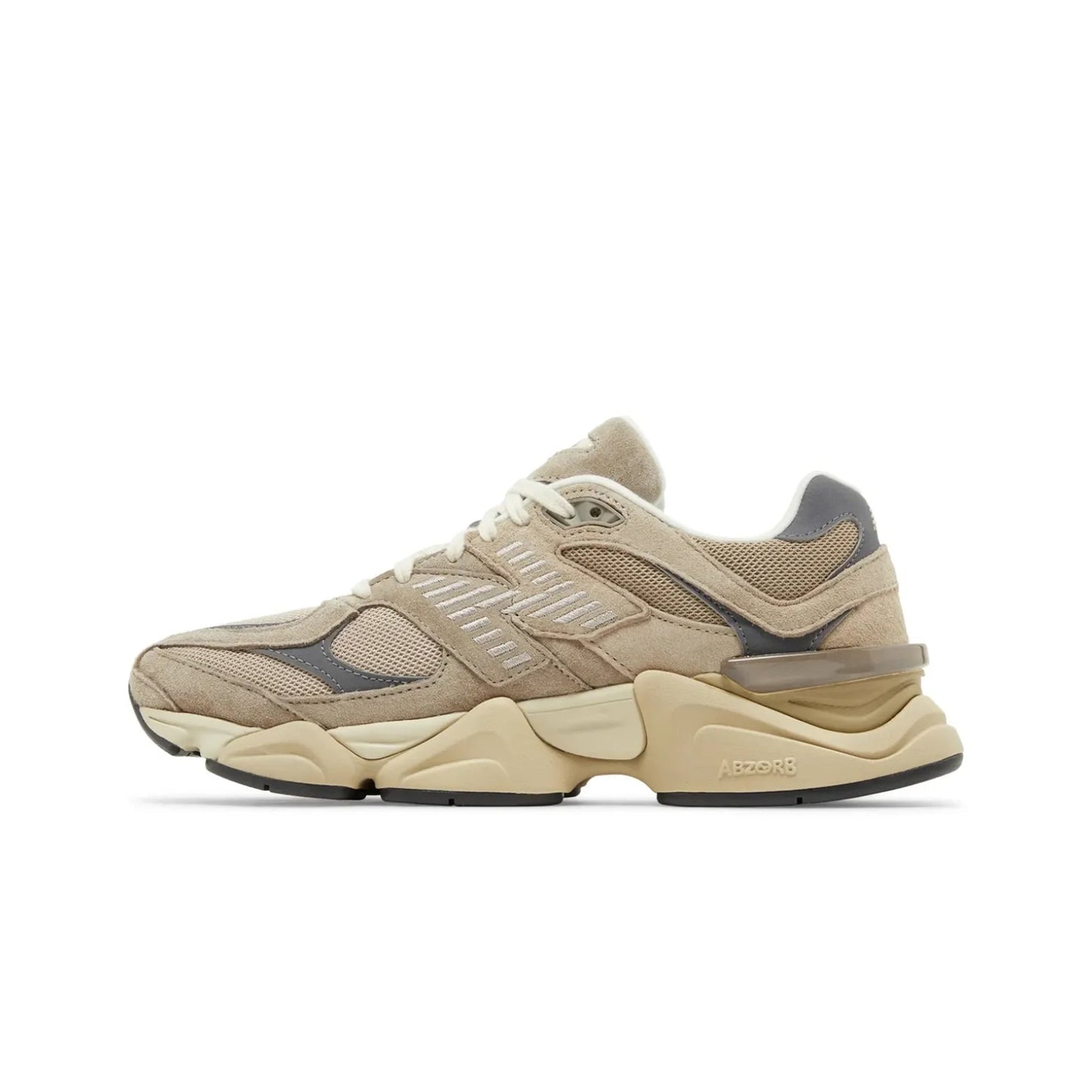 Beige sneaker with gray accents on a white background