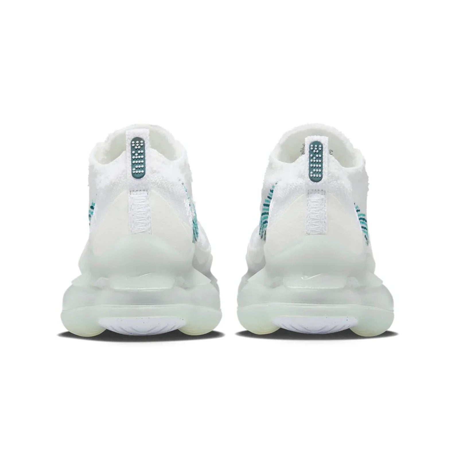 White sneakers with blue accents on a white background