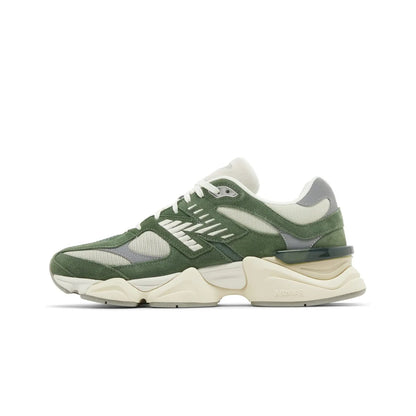 Green and white sneaker on a white background