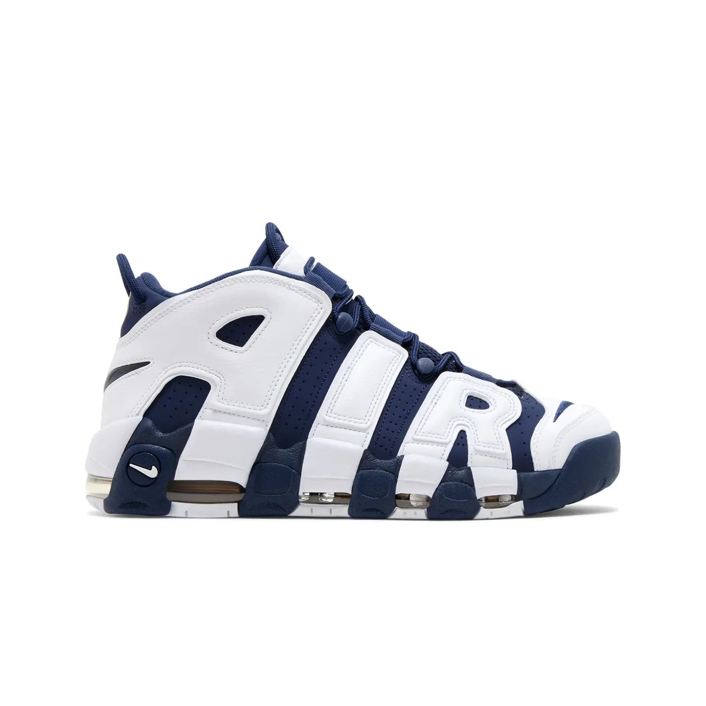 Navy and white sneaker with 'AIR' branding on a white background