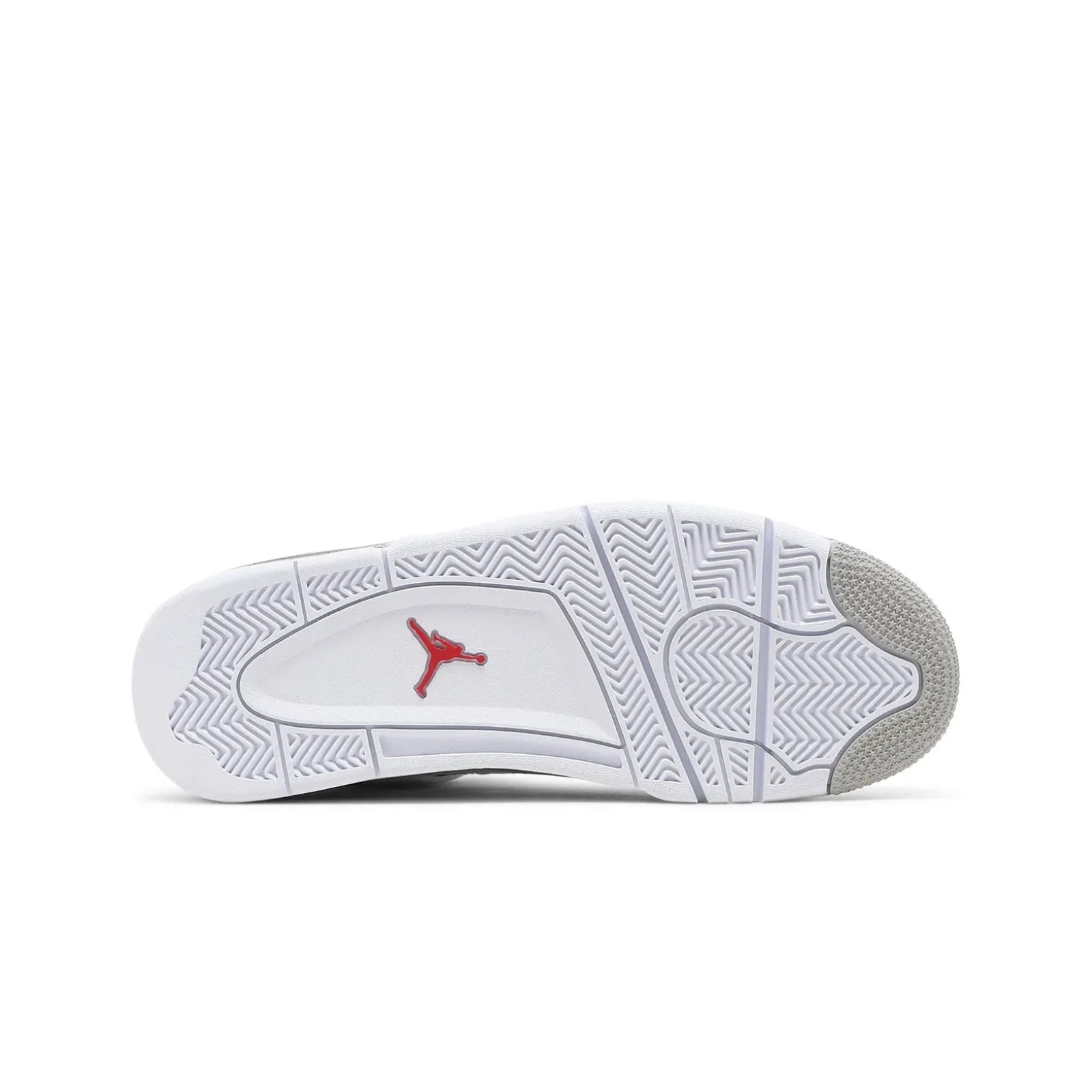 White sneaker with red logo on a white background