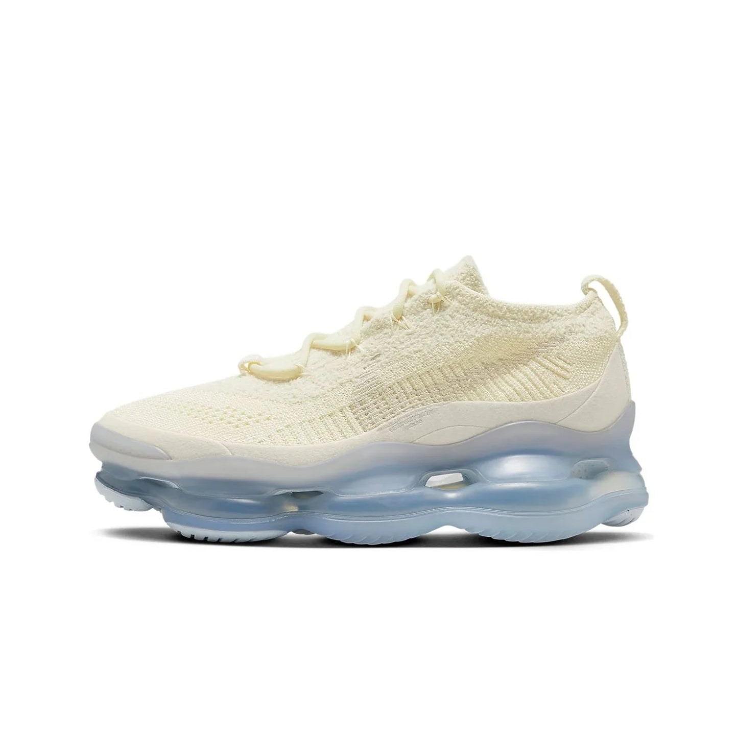 White sneaker with a transparent sole on a white background