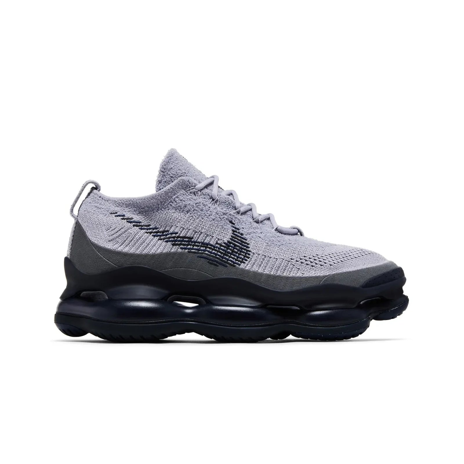 Gray and black sneaker on a white background