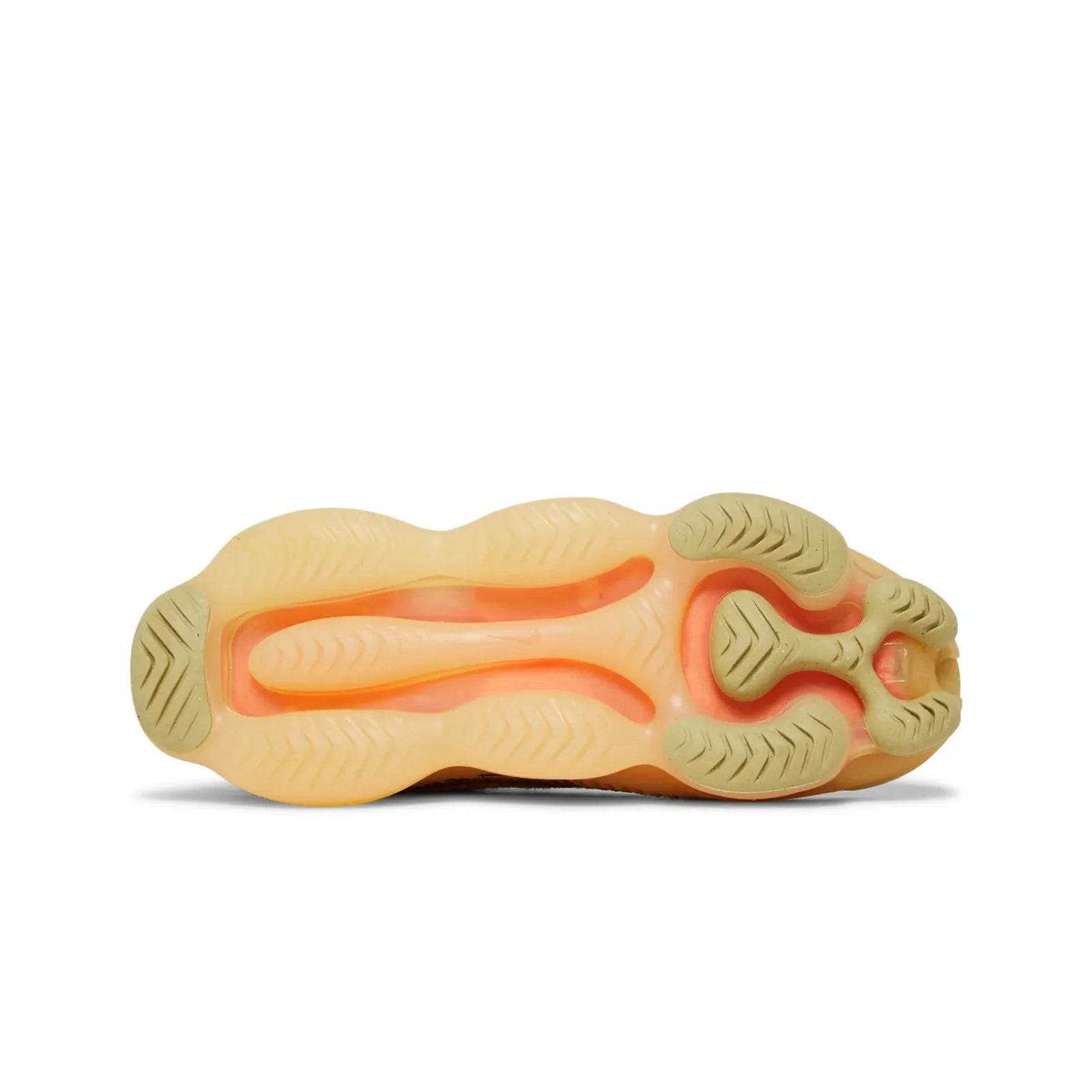 Sole of a shoe with unique design on a white background