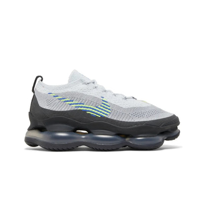 Sneaker with gray and black design on a white background