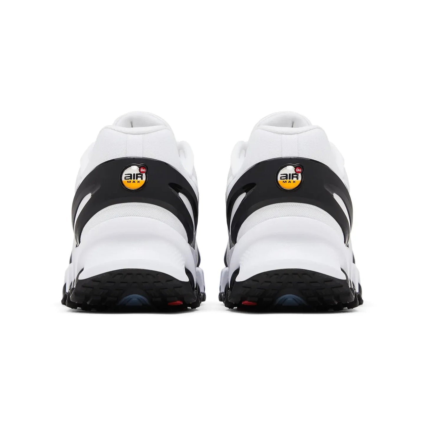 White sneakers with black accents and 'Air' logo on a white background