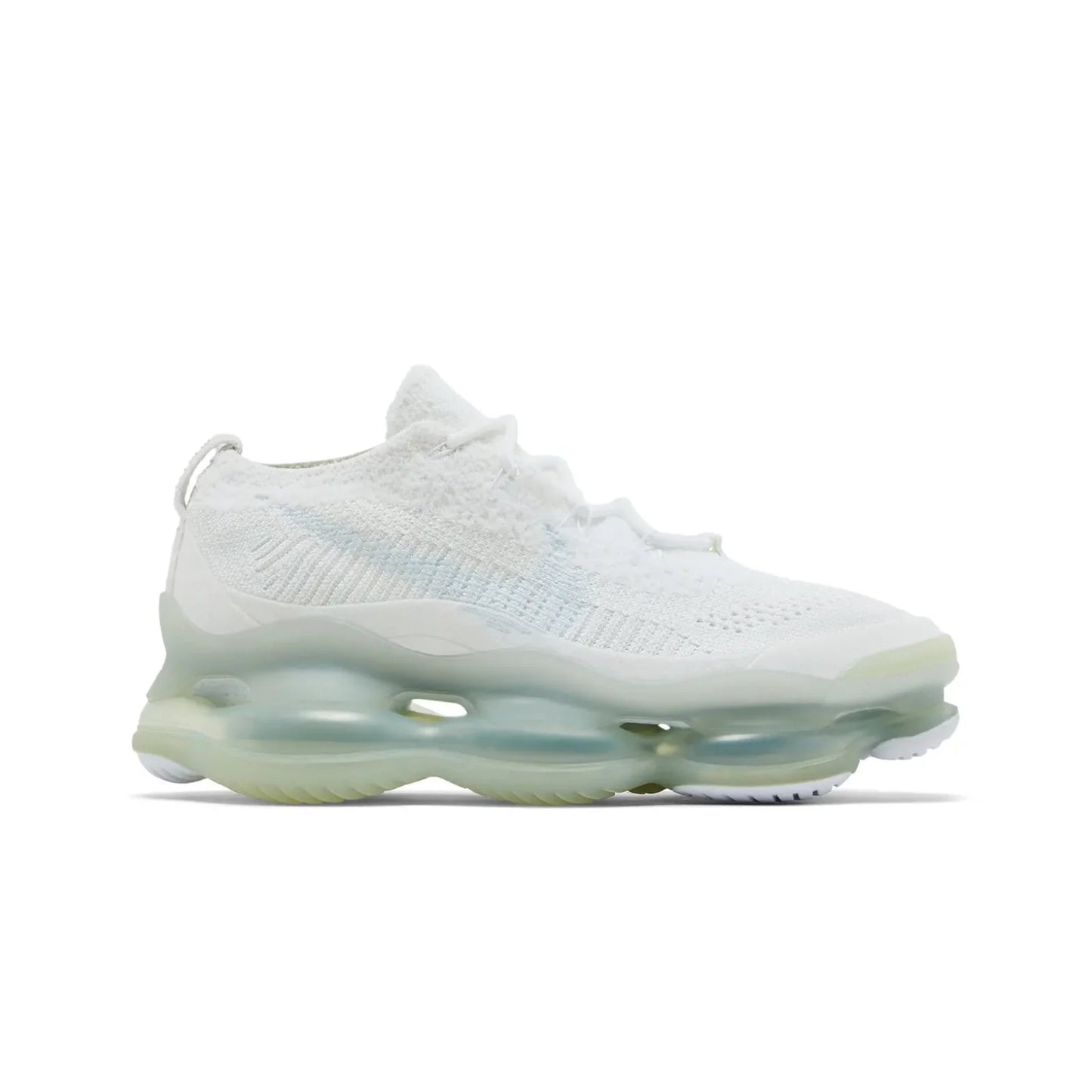 White sneaker with transparent sole on a white background