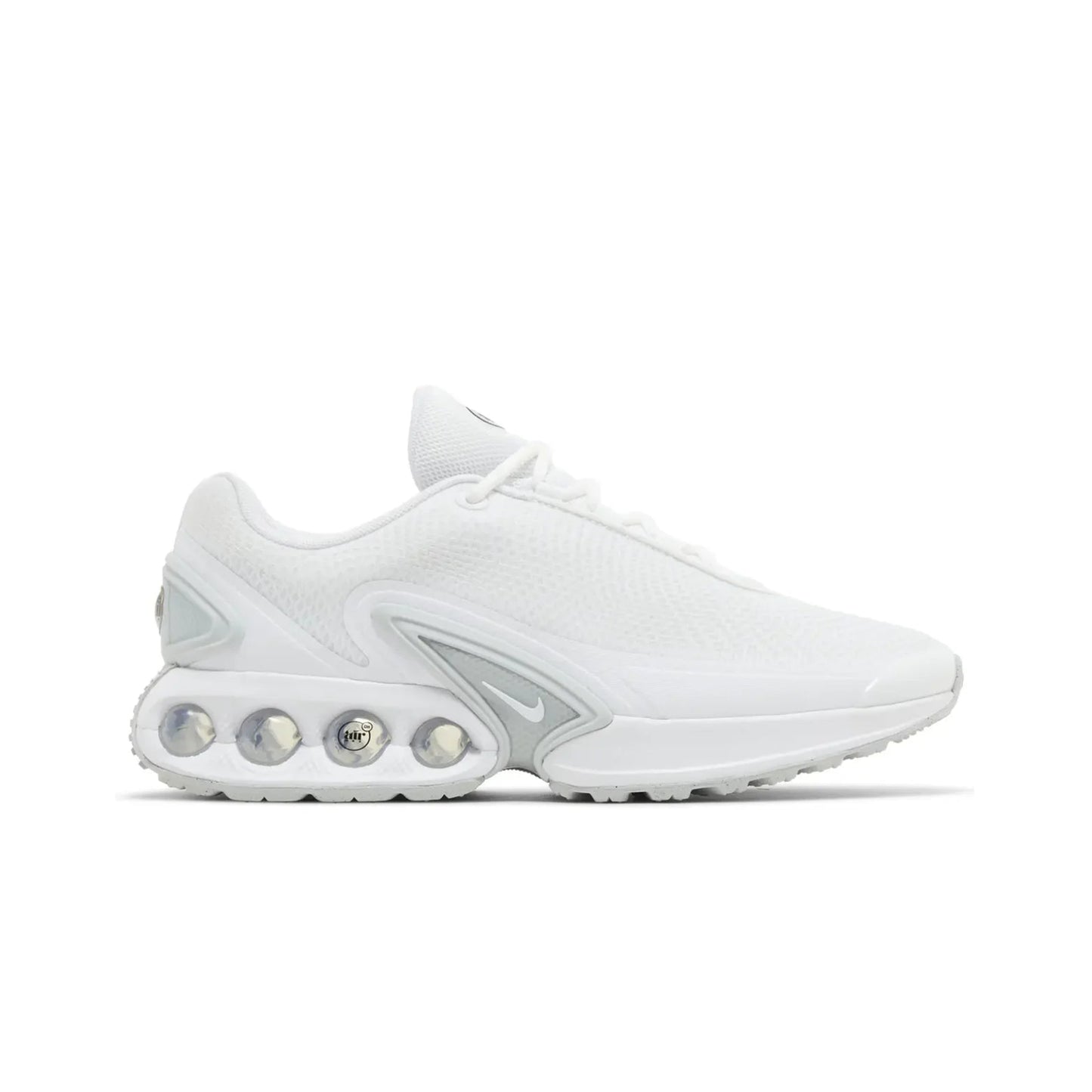 White sneaker with unique sole design on a white background