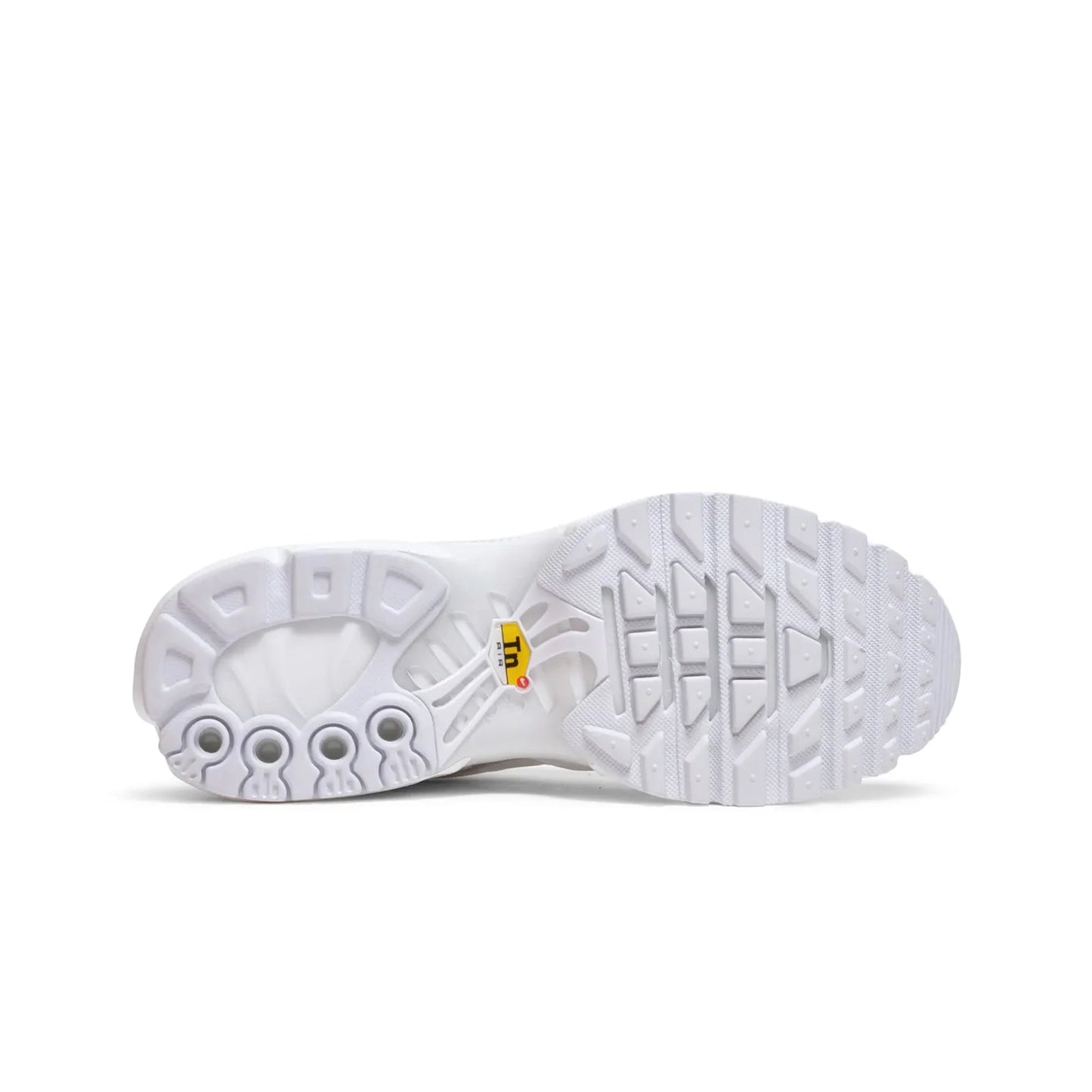 White shoe sole with brand logo on a white background