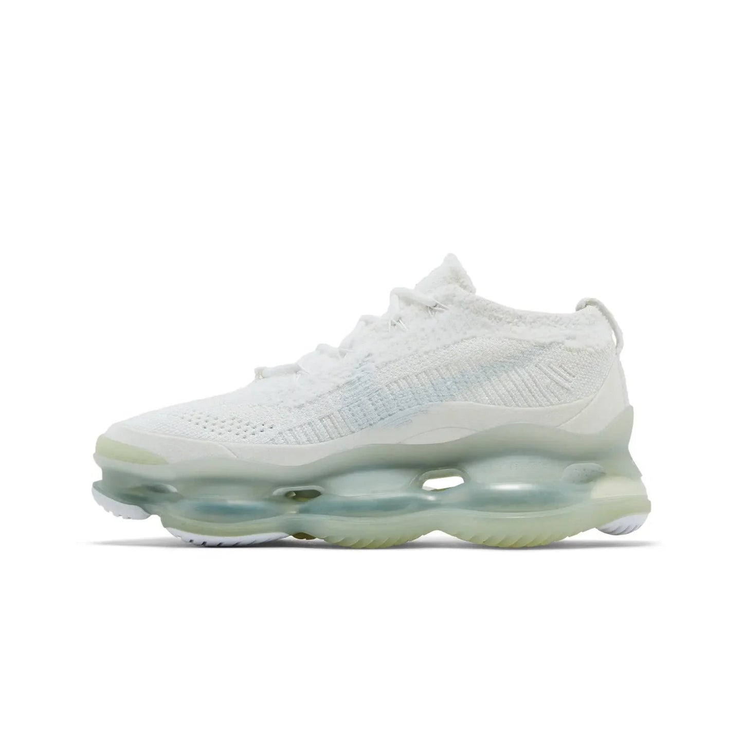 White sneaker with transparent sole on a white background