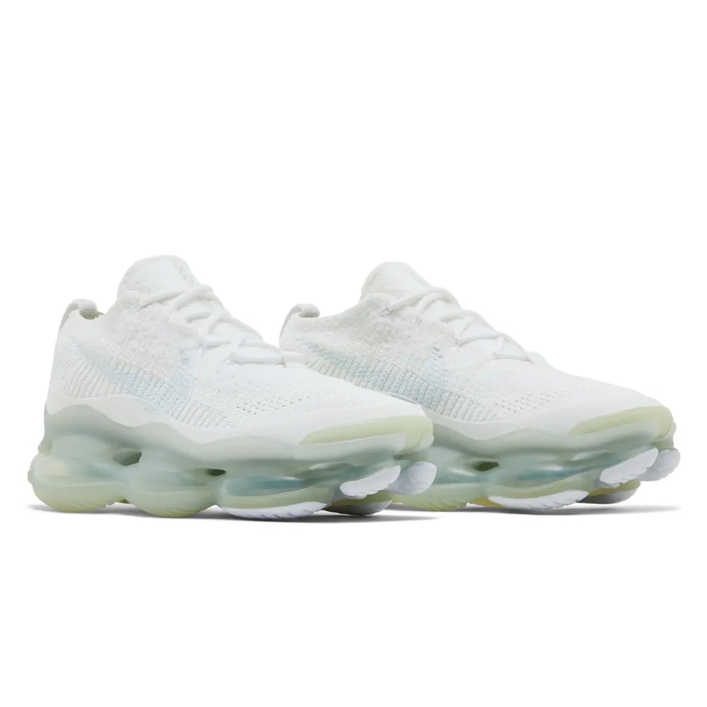 White sneakers with a transparent sole on a white background