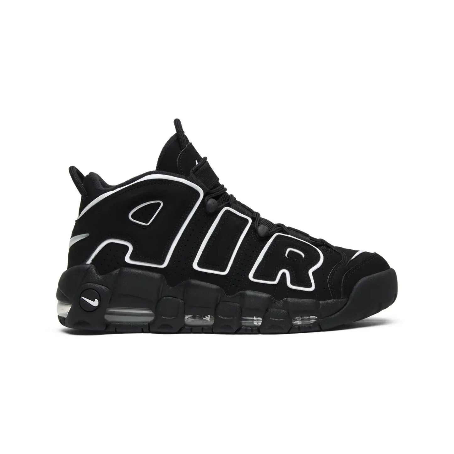 Black sneaker with 'AIR' branding on a white background