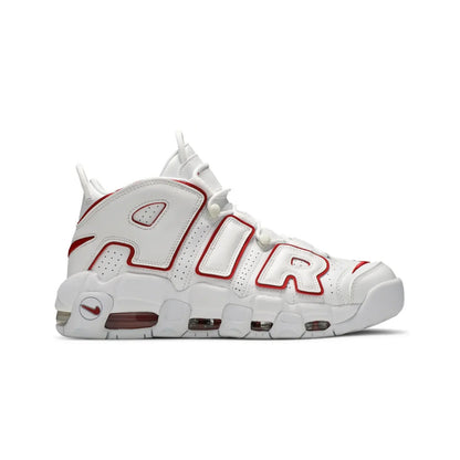 White sneaker with red 'AIR' text on a white background