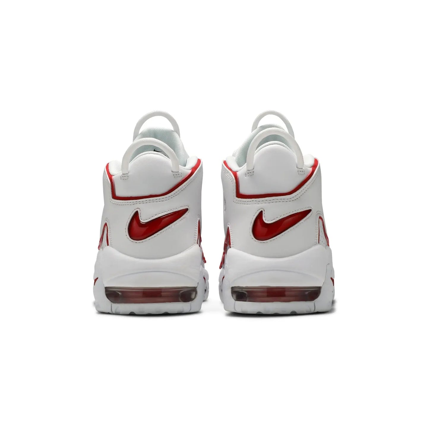 White sneakers with red accents on a white background